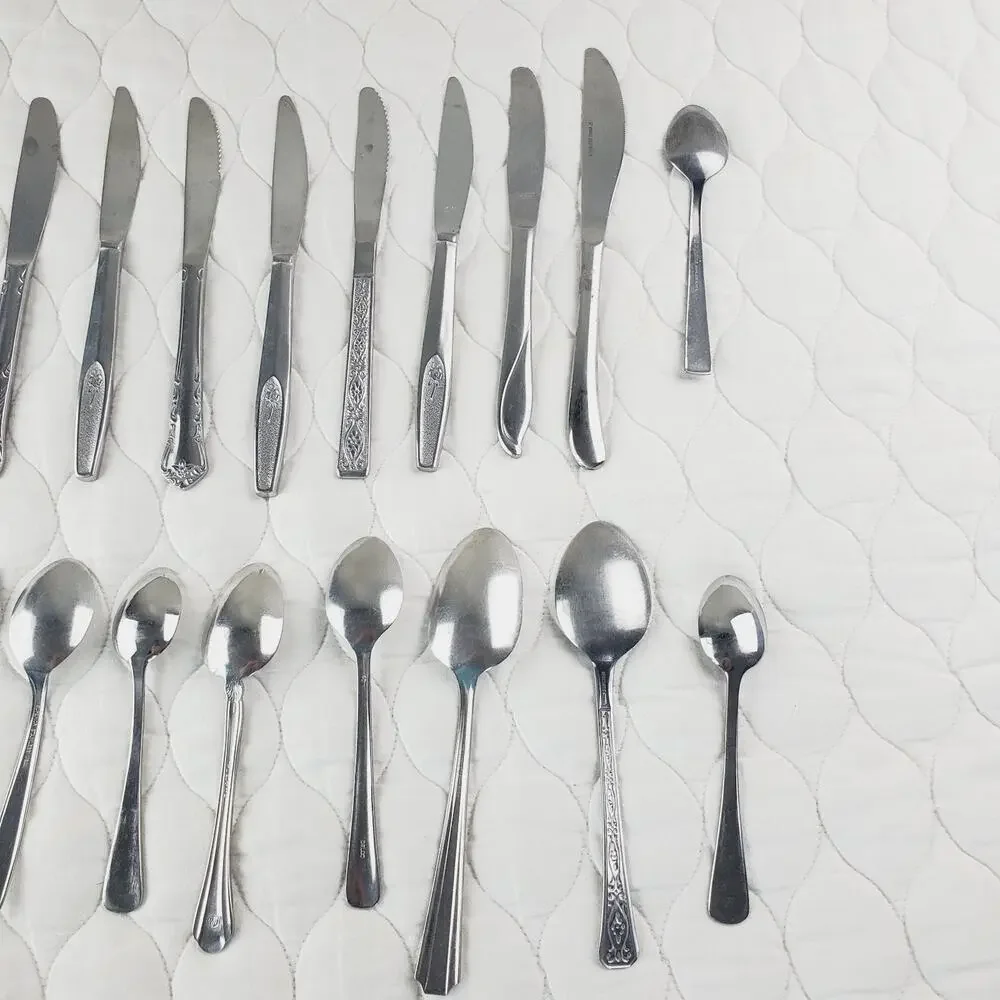 Lot of Silverware 40PCS Knife Spoon Fork Stainless Steel Kitchenware Many Brands